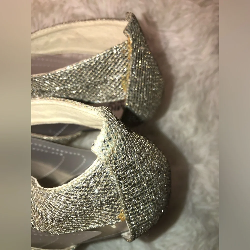 Michael Kors Silver Glitter High Heel Sandals